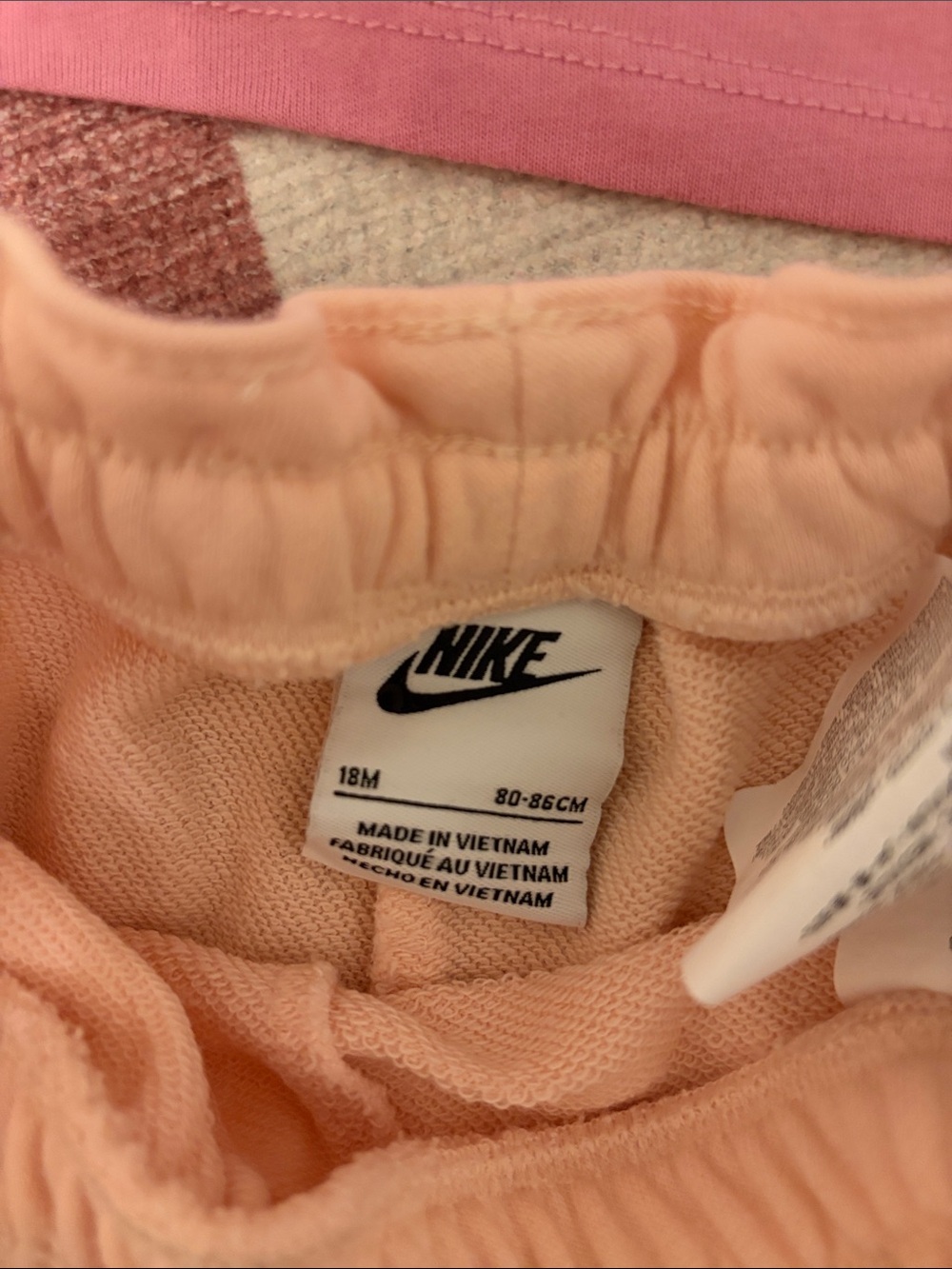 Nike Pink Crop Tee with Peach Logo & Peach Elastic Waist Shorts - Picture 3 of 5